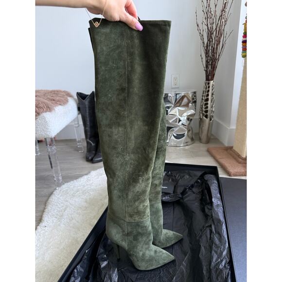 NWB Saint Laurent Green Suede Over the Knee Boots 36.5 - Picture 4 of 7